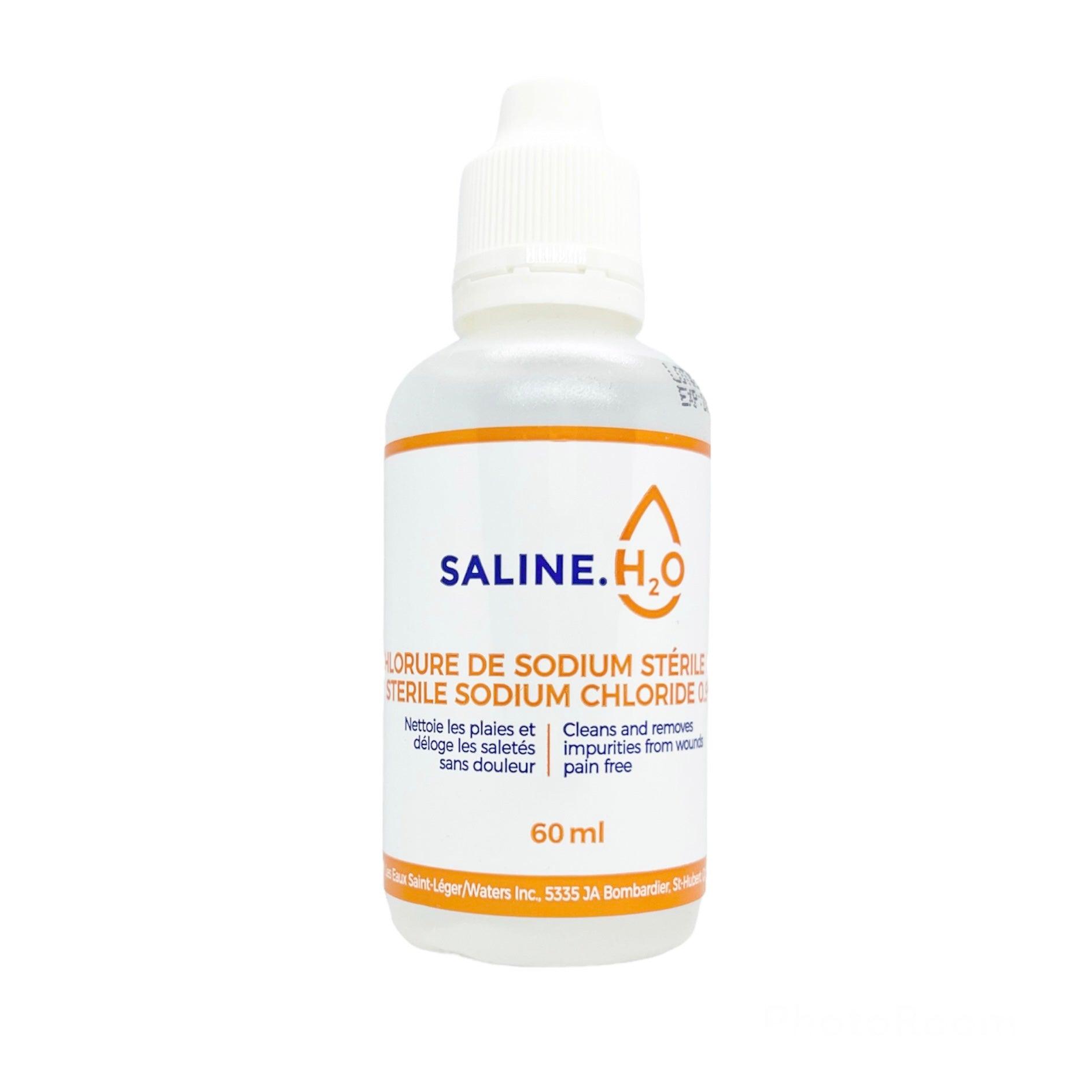 Saline H2O - Sterile 0.9% Sodium Chloride - 60mL (48 Bottles/Case)