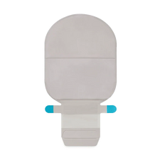 Drainable one-piece ostomy pouch with closure tabs, for colostomy or ileostomy care