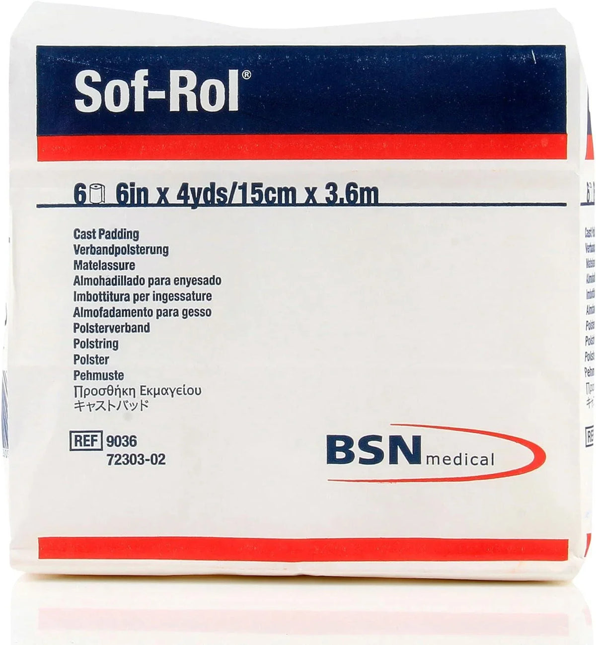 Sof-Rol 6in x 4yds cast padding for medical supplies, BSN Medical packaging