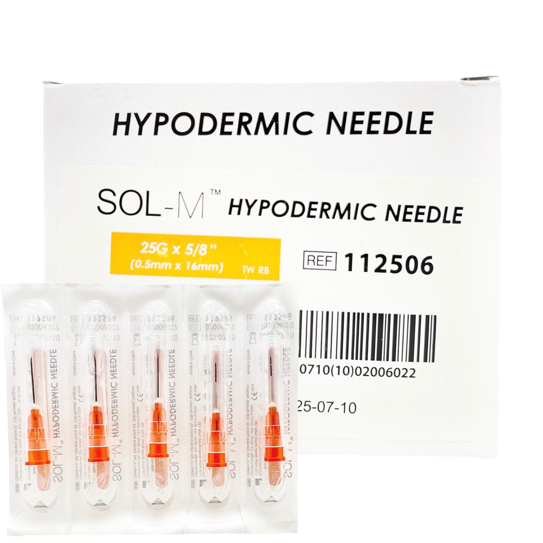 SOL-M Hypodermic Needle 25G x 5/8" TW RB (100pcs/box)