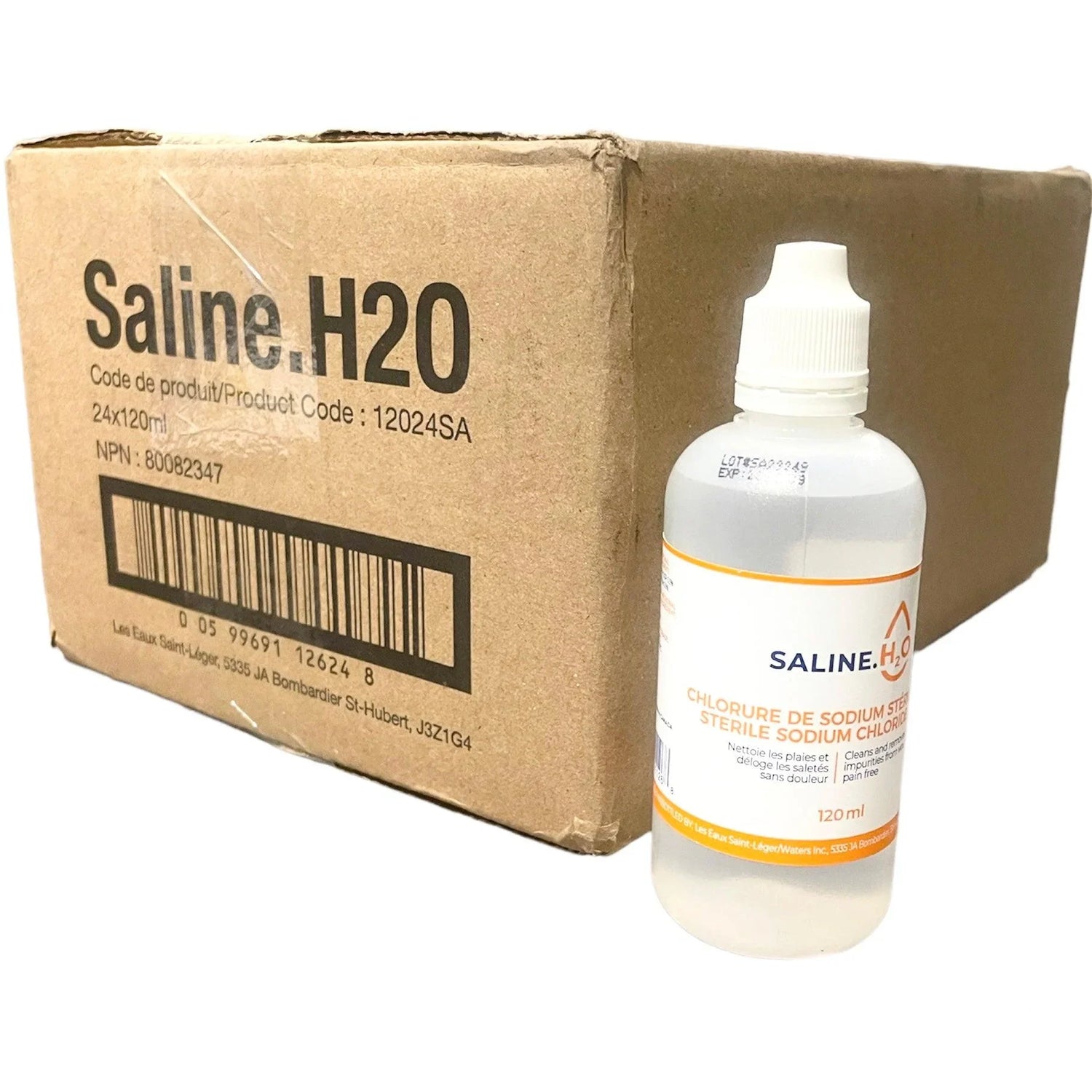 Solution saline St Leger H2O - Chlorure de sodium stérile à 0,9 % (120 ml)