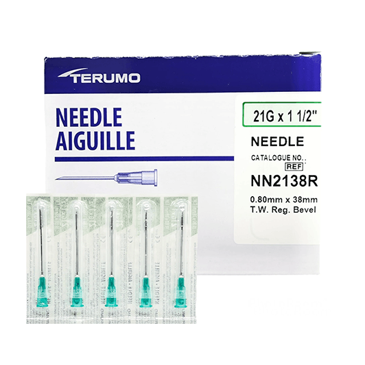 Terumo Hypodermic Needle 21G x 1.5" RB TW Clear Hub (100pcs/box)
