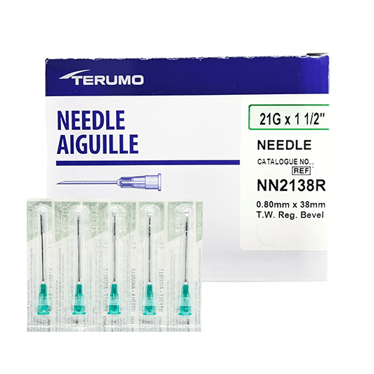 Terumo Hypodermic Needle 21G x 1.5" – RB Thin Wall, Sterile, Latex-Free, Medical-Grade