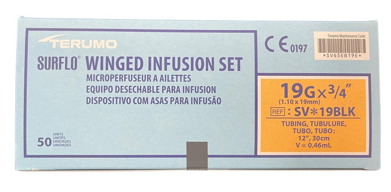 Terumo Surflo Winged Infusion Set 19G x 3/4" with 12" tubing (50/Box) SV19BLK