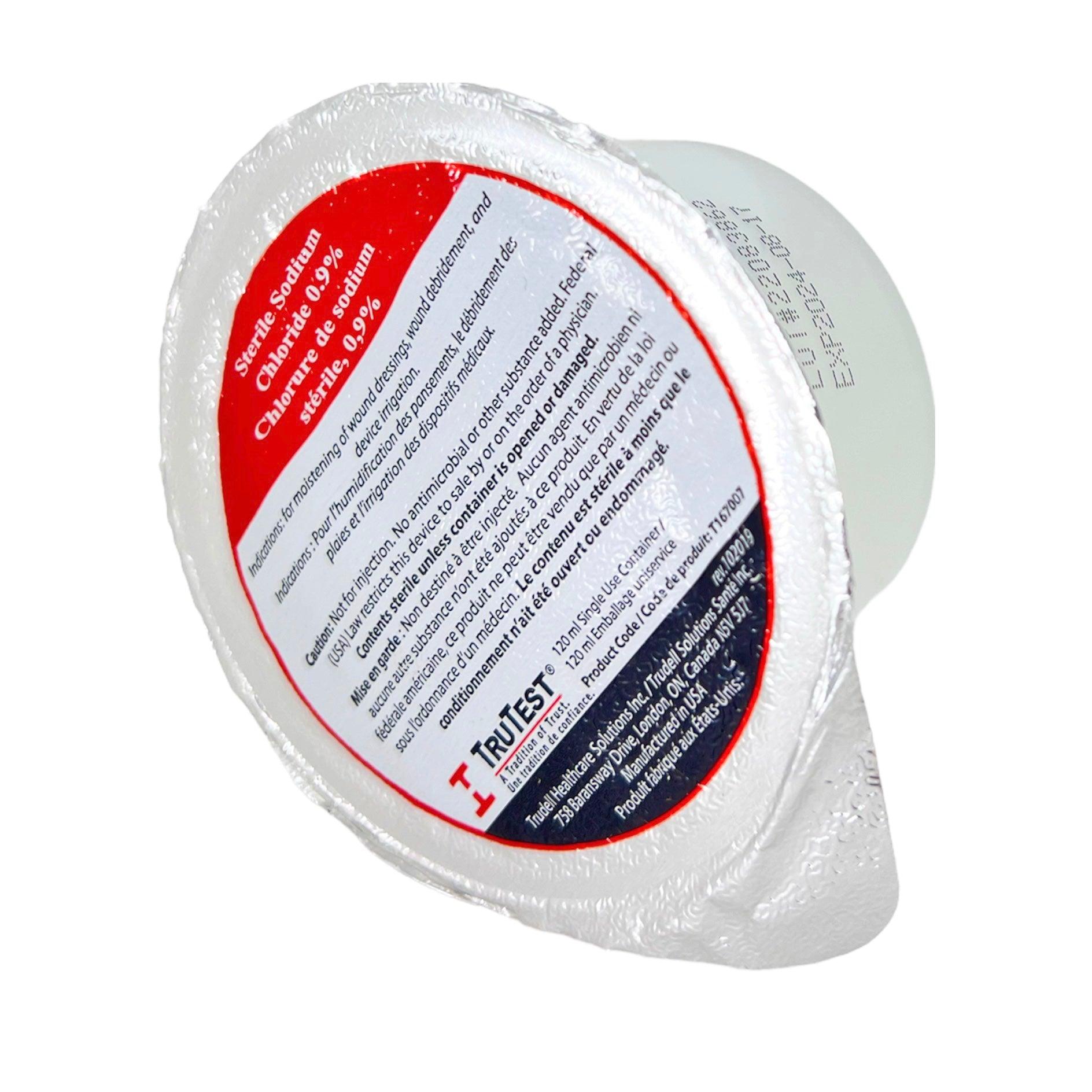 TRUTEST Sterile Sodium Chloride 0.9% - 120 mL (48 Foil Lid Cup/Case)