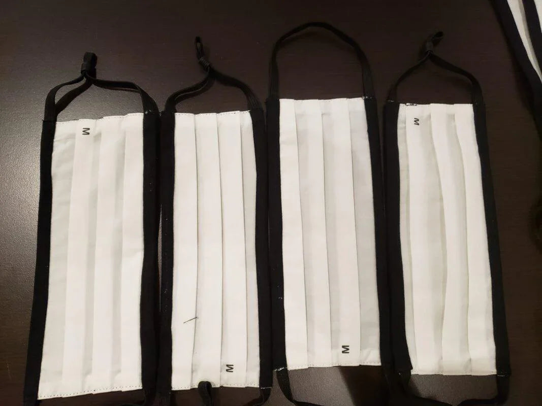 Tuck Pleated Black Cloth Mask - 100% Cotton