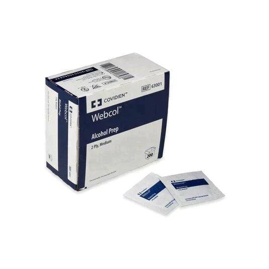 Webcol Sterile 70% Alcohol Prep Pad Two-Ply - Medium (200pads)